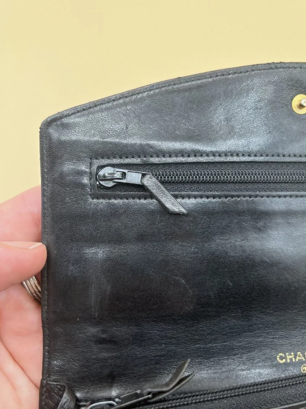 Chanel Timeless CC Long Flap Wallet Black Lambskin Leather with Authenticity Car